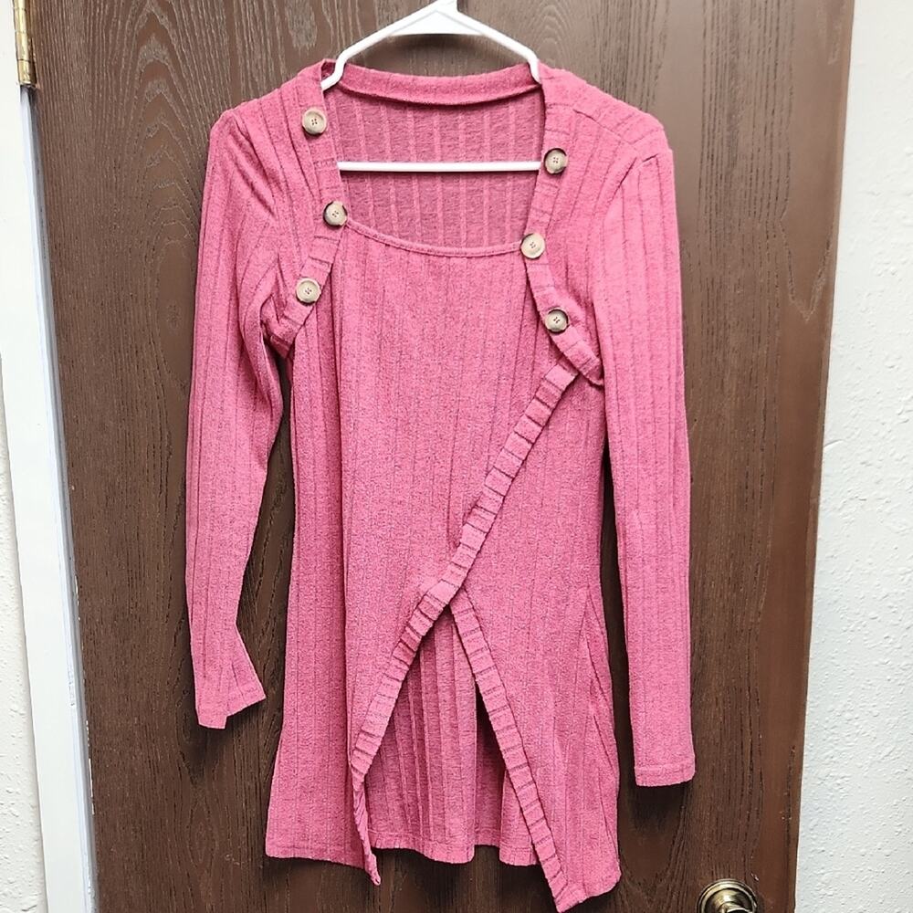 🚨2/$25 or 5/$50🚨Pink Button-Detail Women's Tunic